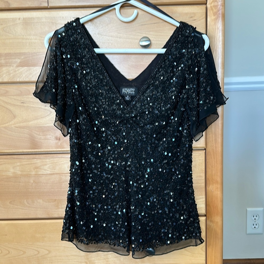Sequined Formal Top Cold Shoulder